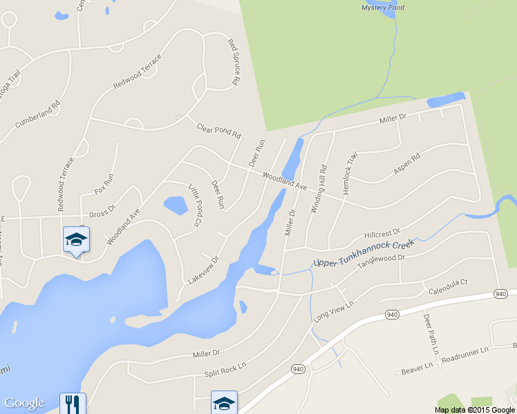 map of restaurants, bars, coffee shops, grocery stores, and more near 6167 Lakeview Drive in Pocono Pines