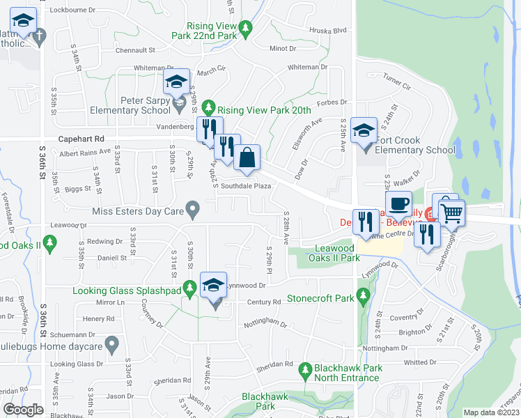 map of restaurants, bars, coffee shops, grocery stores, and more near 2830 Schilling Plaza in Bellevue