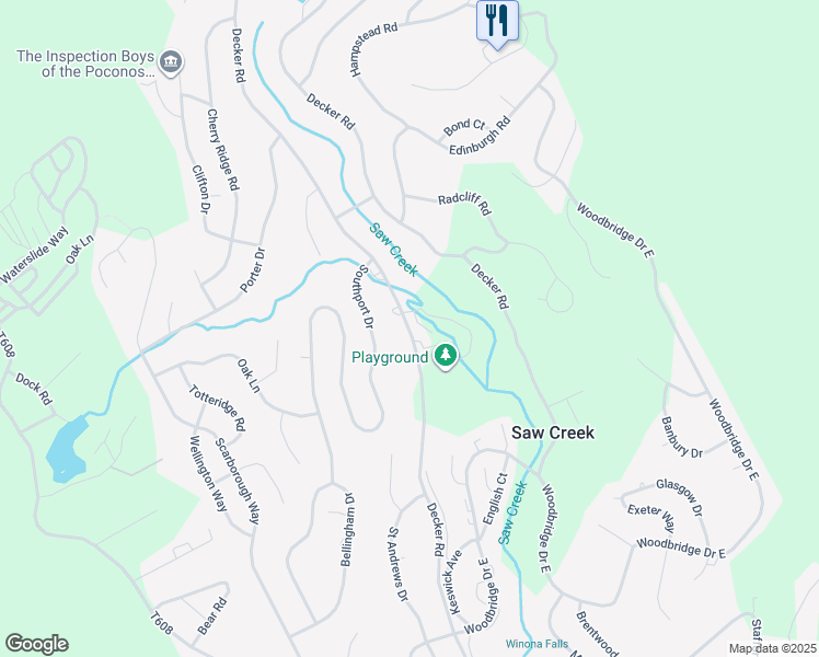 map of restaurants, bars, coffee shops, grocery stores, and more near Decker Road in East Stroudsburg