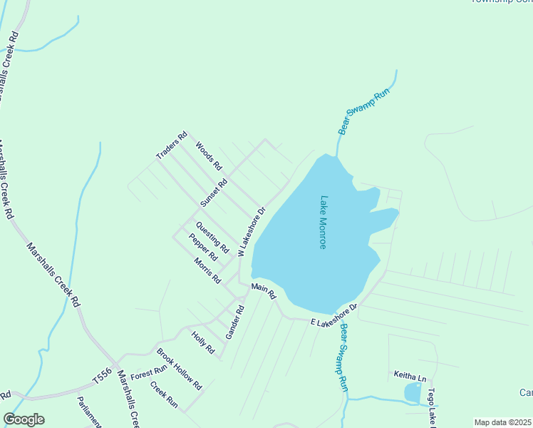 map of restaurants, bars, coffee shops, grocery stores, and more near 6161 West Lakeshore Drive in East Stroudsburg