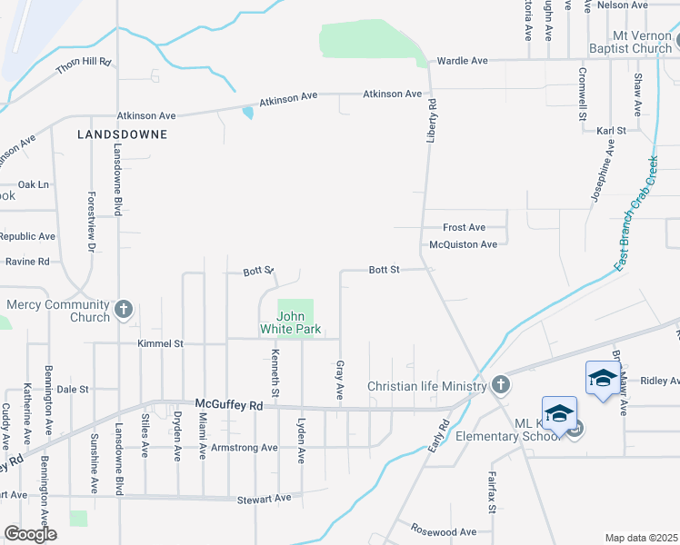 map of restaurants, bars, coffee shops, grocery stores, and more near 1420 Gray Avenue in Youngstown