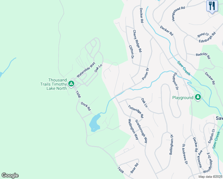 map of restaurants, bars, coffee shops, grocery stores, and more near 2100 Scarborough Way in Saw Creek