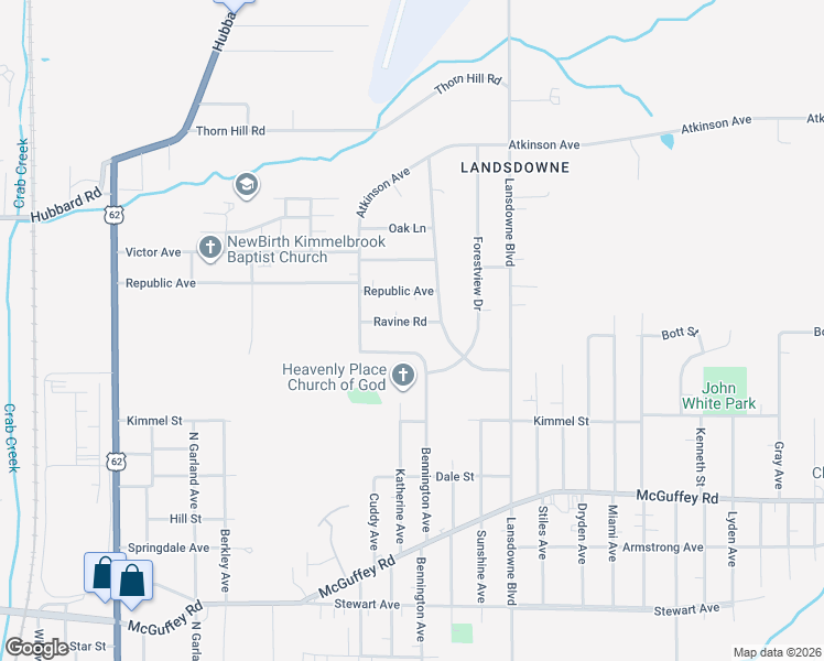 map of restaurants, bars, coffee shops, grocery stores, and more near 1535 Bennington Avenue in Youngstown