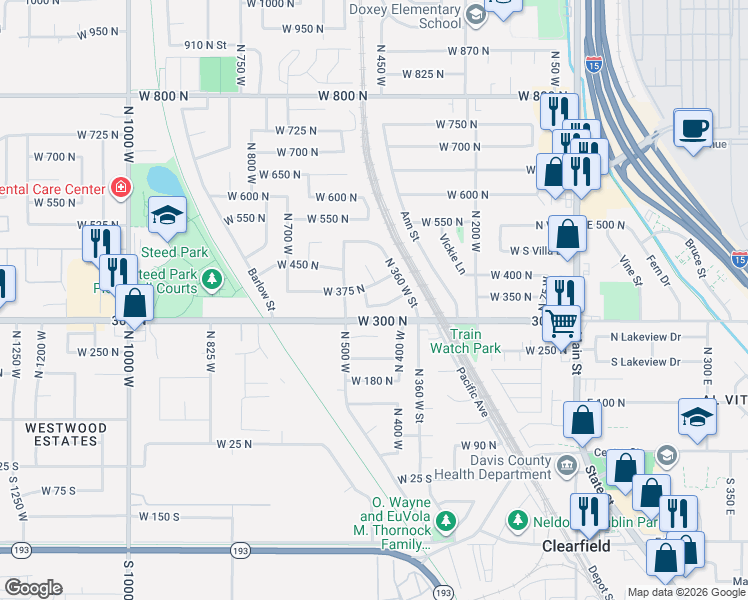 map of restaurants, bars, coffee shops, grocery stores, and more near 468 325 North Street in Clearfield
