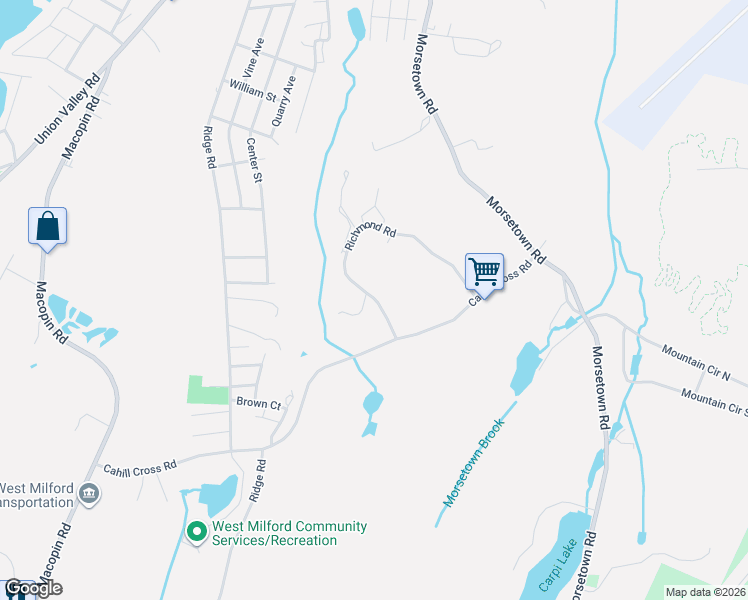 map of restaurants, bars, coffee shops, grocery stores, and more near 4 Richmond Road in West Milford