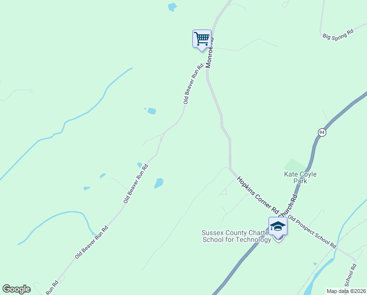 map of restaurants, bars, coffee shops, grocery stores, and more near 134 Old Beaver Run Road in Lafayette Township