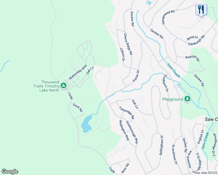 map of restaurants, bars, coffee shops, grocery stores, and more near 2095 Scarborough Way in Saw Creek