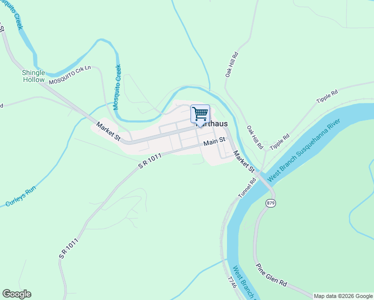 map of restaurants, bars, coffee shops, grocery stores, and more near 3485 Main Street in Karthaus