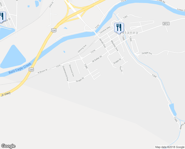 map of restaurants, bars, coffee shops, grocery stores, and more near 363 Grape Street in Lock Haven