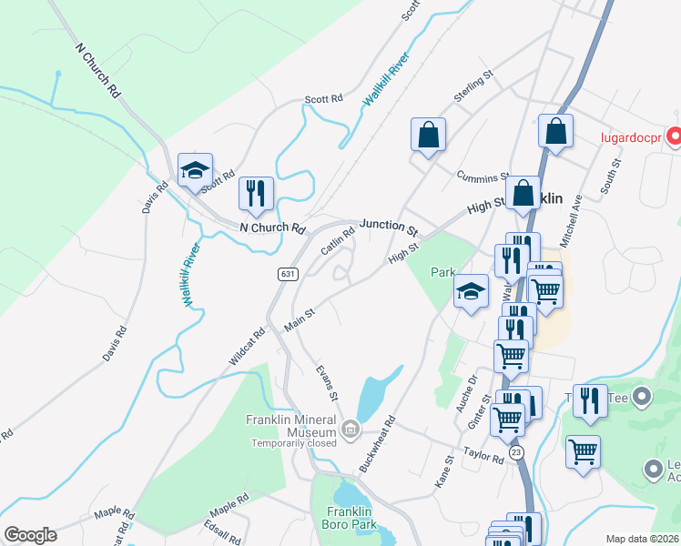 map of restaurants, bars, coffee shops, grocery stores, and more near 2 Rowe Pl in Franklin