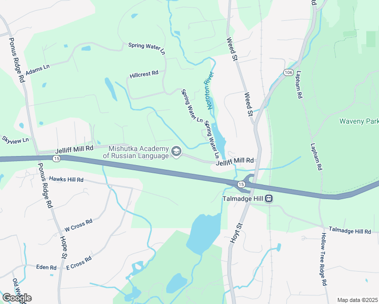map of restaurants, bars, coffee shops, grocery stores, and more near 133 Jelliff Mill Road in New Canaan