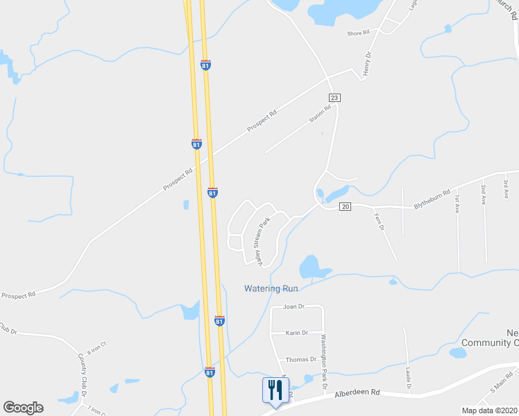 map of restaurants, bars, coffee shops, grocery stores, and more near 101 Valley Stream Park in Mountain Top