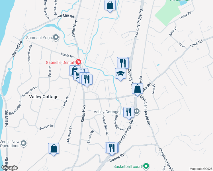 map of restaurants, bars, coffee shops, grocery stores, and more near 6 Church Lane in Valley Cottage