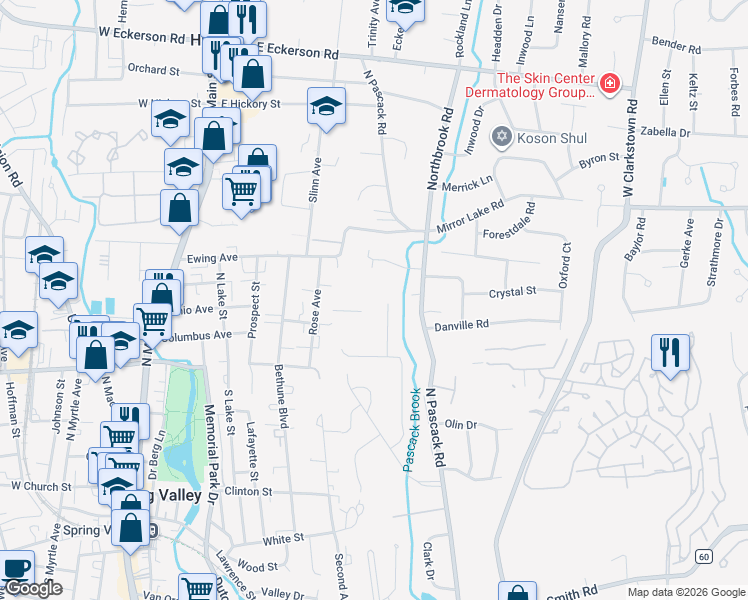 map of restaurants, bars, coffee shops, grocery stores, and more near 22 Christa Lynn Drive in Spring Valley
