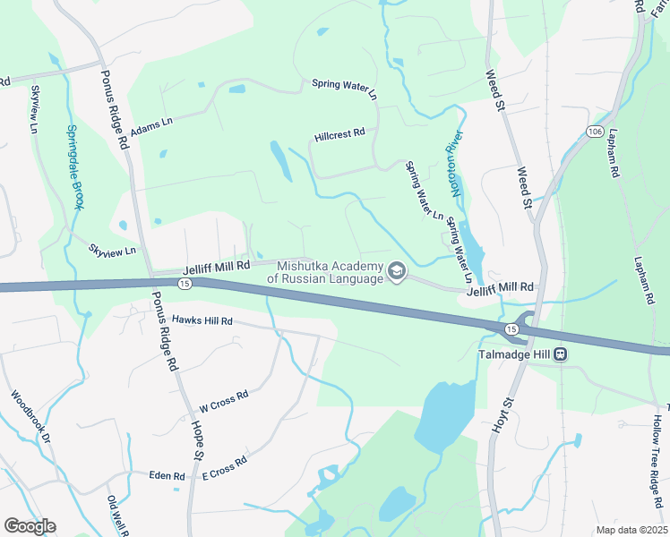map of restaurants, bars, coffee shops, grocery stores, and more near 231 Jelliff Mill Road in New Canaan