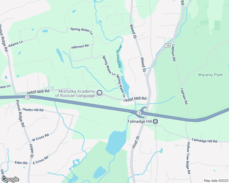 map of restaurants, bars, coffee shops, grocery stores, and more near 133 Jelliff Mill Road in New Canaan
