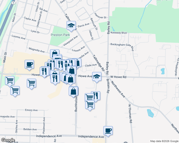 map of restaurants, bars, coffee shops, grocery stores, and more near 1020 Seibel Drive in Cuyahoga Falls