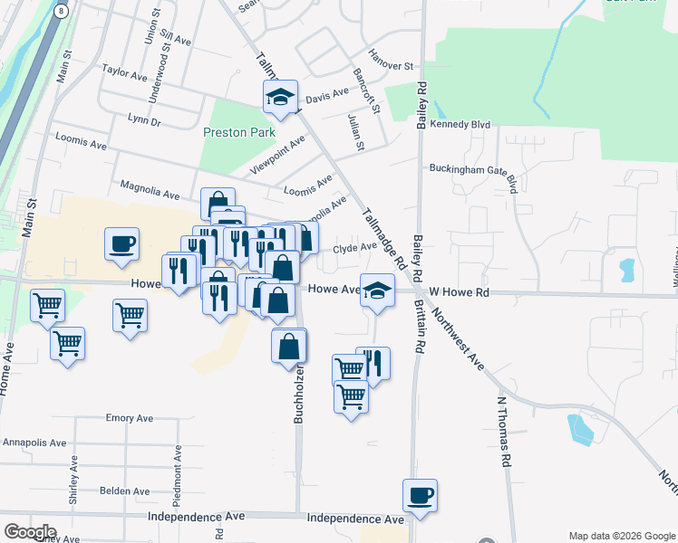 map of restaurants, bars, coffee shops, grocery stores, and more near 1020 Seibel Drive in Cuyahoga Falls