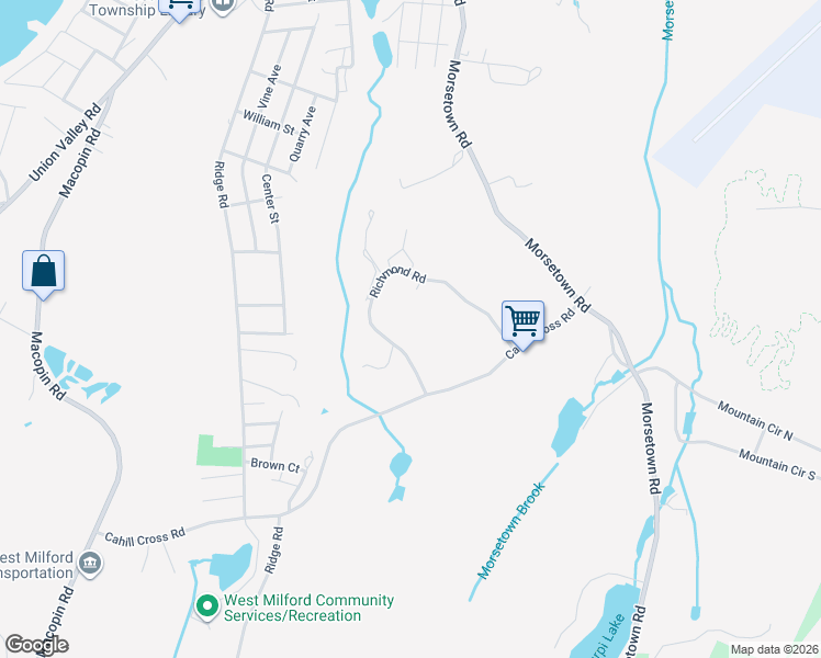 map of restaurants, bars, coffee shops, grocery stores, and more near 4 Richmond Road in West Milford