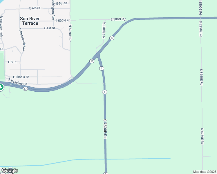 map of restaurants, bars, coffee shops, grocery stores, and more near 183 South 7500E Road in Saint Anne
