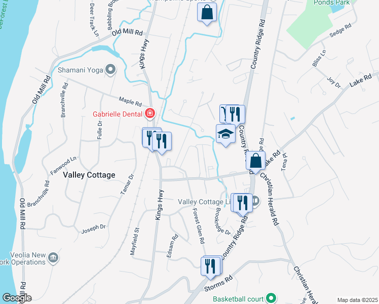 map of restaurants, bars, coffee shops, grocery stores, and more near 6 Church Lane in Valley Cottage