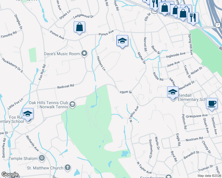 map of restaurants, bars, coffee shops, grocery stores, and more near 153 Fillow Street in Norwalk