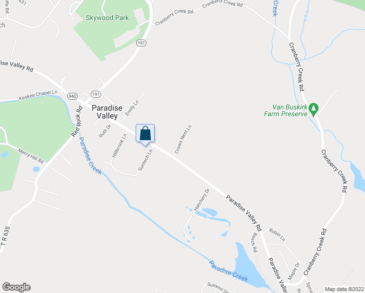 map of restaurants, bars, coffee shops, grocery stores, and more near 120 Crows Nest Lane in Cresco