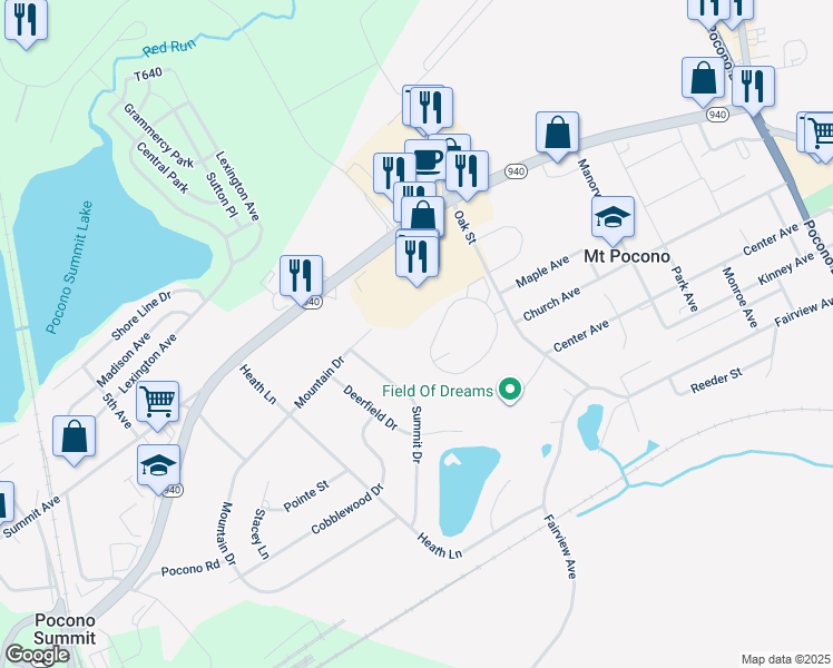 map of restaurants, bars, coffee shops, grocery stores, and more near 146 Foxfire Drive in Mount Pocono