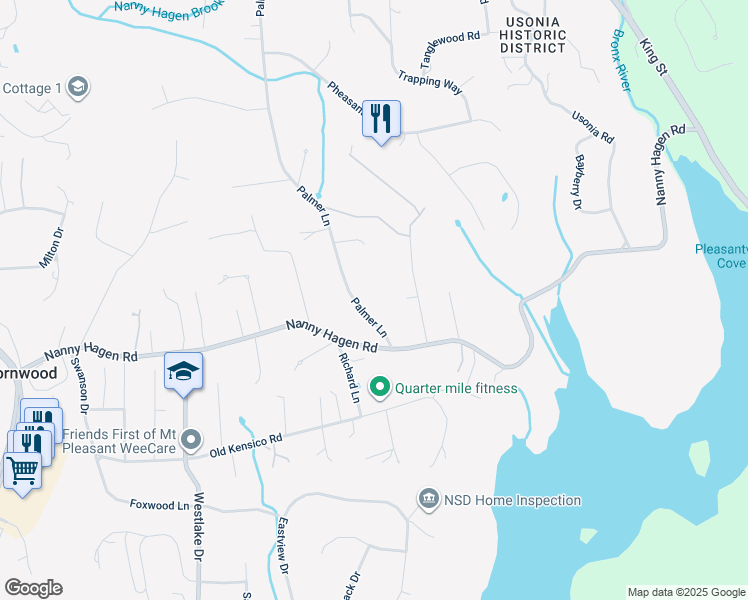 map of restaurants, bars, coffee shops, grocery stores, and more near 30 Palmer Lane in Thornwood