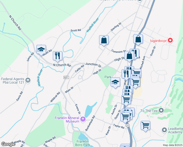map of restaurants, bars, coffee shops, grocery stores, and more near in Franklin