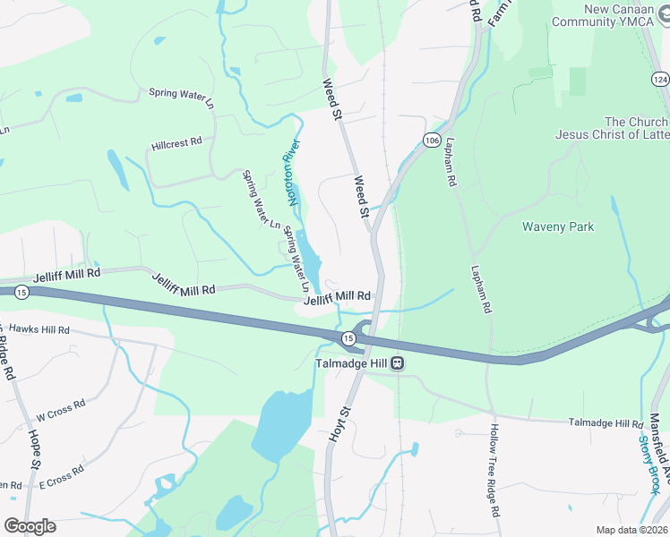 map of restaurants, bars, coffee shops, grocery stores, and more near 127 Bickford Lane in New Canaan