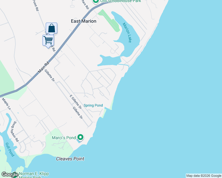 map of restaurants, bars, coffee shops, grocery stores, and more near 2575 Old Orchard Road in East Marion