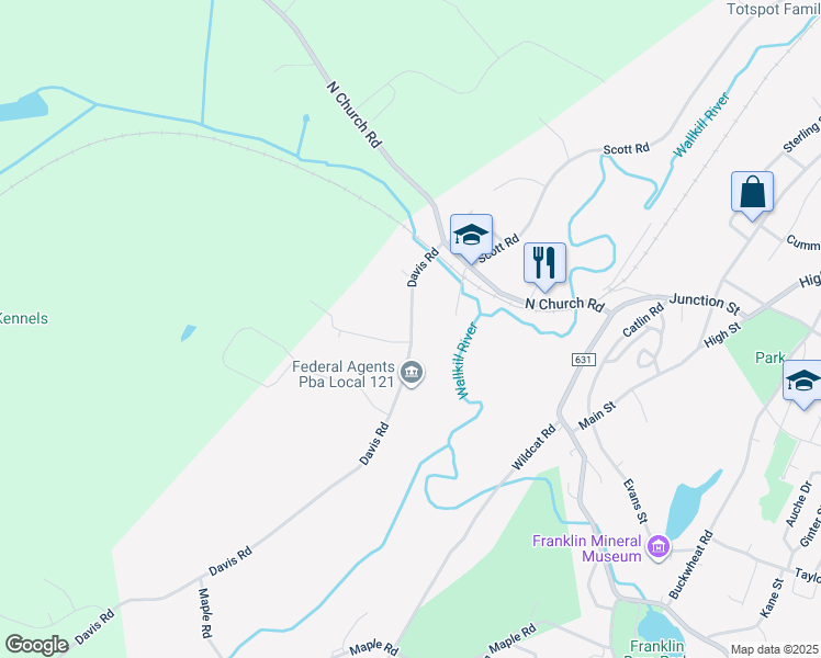 map of restaurants, bars, coffee shops, grocery stores, and more near 67 Davis Road in Franklin