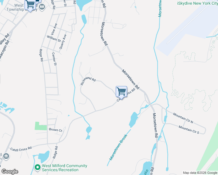 map of restaurants, bars, coffee shops, grocery stores, and more near 555 Morsetown Road in West Milford