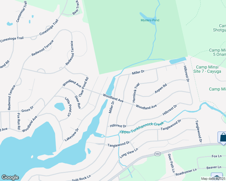 map of restaurants, bars, coffee shops, grocery stores, and more near 377 Miller Drive in Pocono Pines