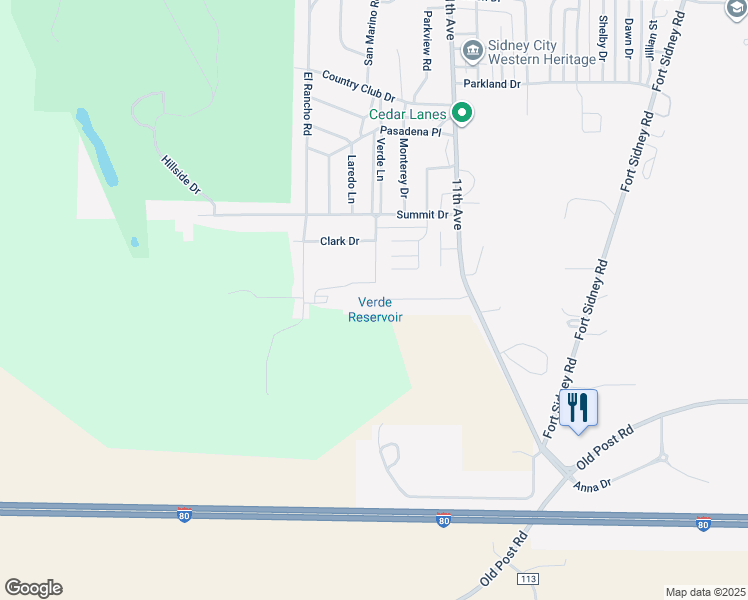 map of restaurants, bars, coffee shops, grocery stores, and more near 2772 Verde Lane in Sidney