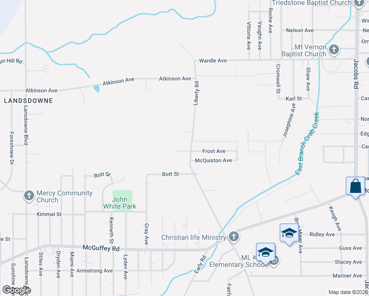 map of restaurants, bars, coffee shops, grocery stores, and more near 2423 Sparkhill Avenue in Youngstown