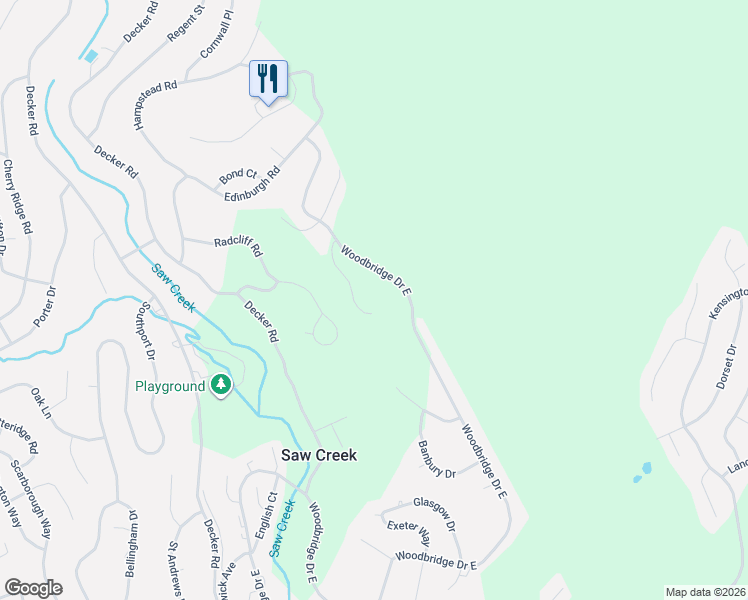 map of restaurants, bars, coffee shops, grocery stores, and more near 1553-1619 Woodbridge Dr E in Bushkill