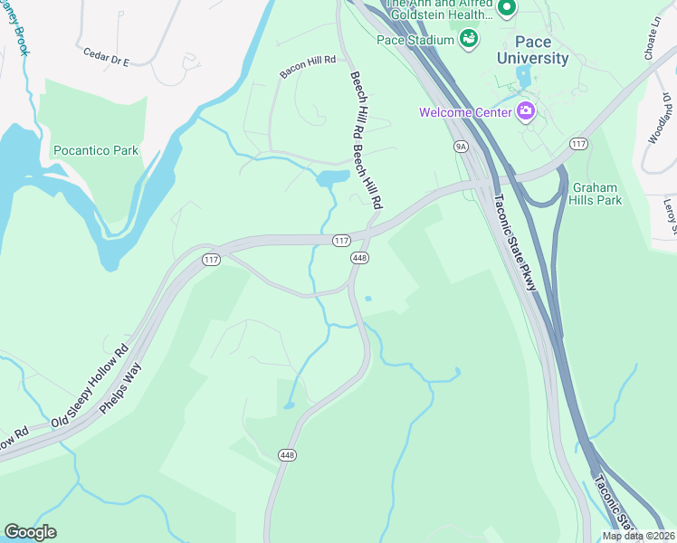 map of restaurants, bars, coffee shops, grocery stores, and more near 1111 Bedford Road in Pleasantville