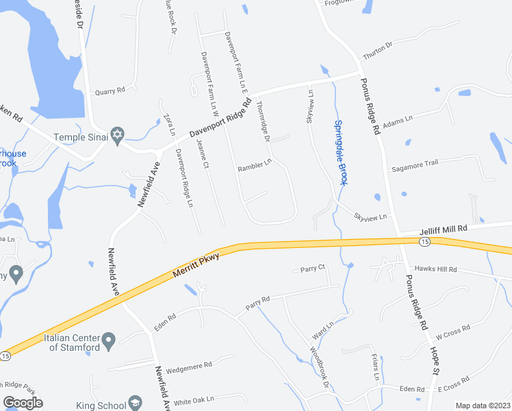 map of restaurants, bars, coffee shops, grocery stores, and more near 11 Horse Shoe Lane in Stamford