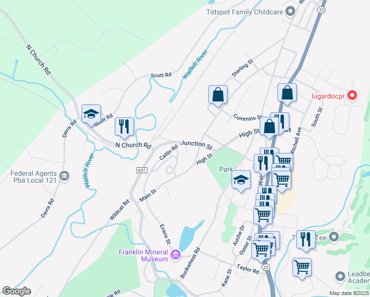 map of restaurants, bars, coffee shops, grocery stores, and more near 29 Junction Street in Franklin