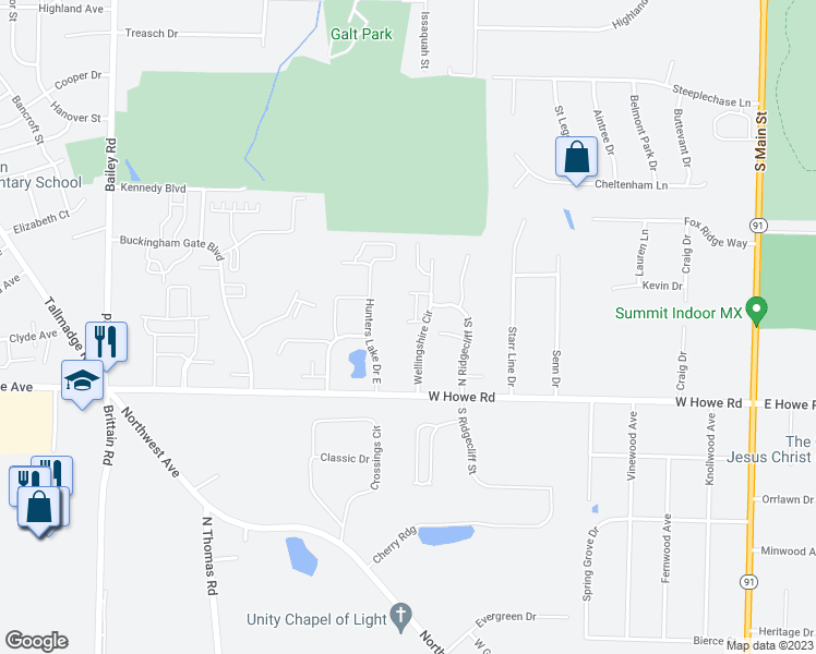 map of restaurants, bars, coffee shops, grocery stores, and more near 1320 Wellingshire Circle in Cuyahoga Falls