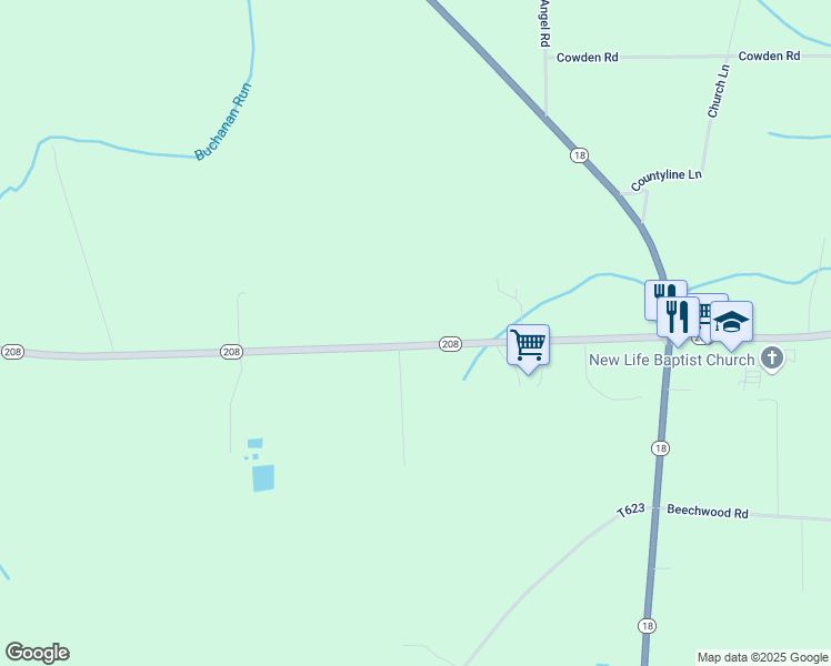 map of restaurants, bars, coffee shops, grocery stores, and more near 3167 Pennsylvania 208 in New Wilmington