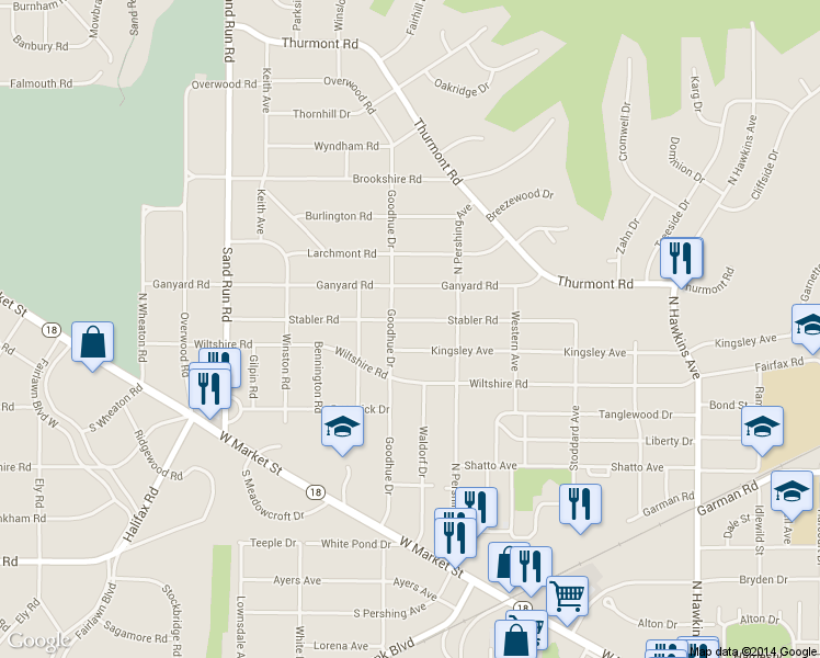 map of restaurants, bars, coffee shops, grocery stores, and more near 1970 Stabler Road in Akron