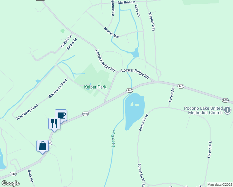 map of restaurants, bars, coffee shops, grocery stores, and more near 128 Spur Road in Monroe County