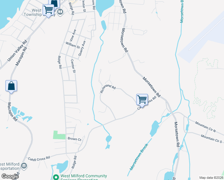 map of restaurants, bars, coffee shops, grocery stores, and more near 6215 Richmond Road in West Milford
