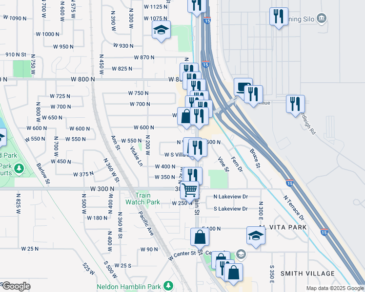 map of restaurants, bars, coffee shops, grocery stores, and more near 76 North Villa in Clearfield
