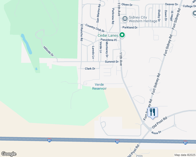 map of restaurants, bars, coffee shops, grocery stores, and more near 2772 Verde Lane in Sidney
