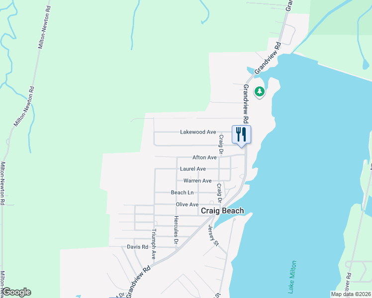 map of restaurants, bars, coffee shops, grocery stores, and more near 17591 Idylwild Avenue in Lake Milton