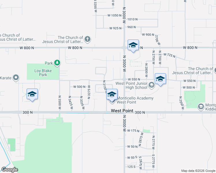 map of restaurants, bars, coffee shops, grocery stores, and more near 3127 West 525 North in West Point